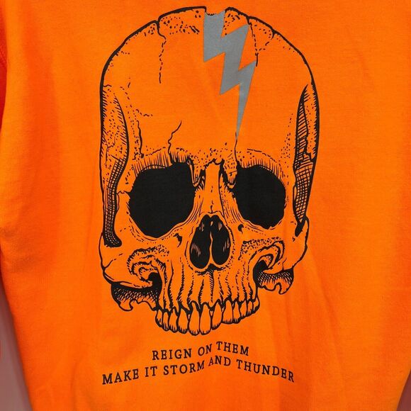 Gifts of Fortune Reign Orange Thunderstorm Skull Hoodie Men's S - Picture 9 of 10